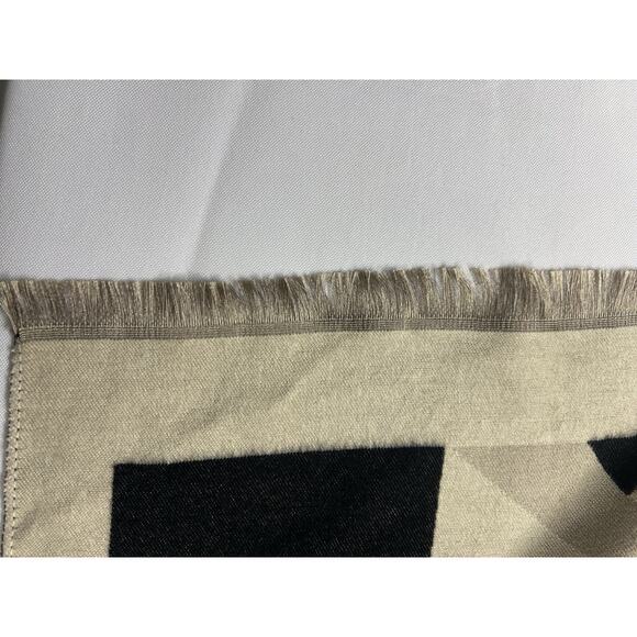 Scarf Black Tan Polka Dot Geometric Art Deco 78x25.5 Mod Retro - Picture 3 of 5